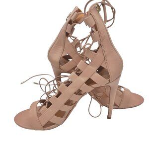 Aquazzura Womens Leather Lace Up Ankle Wrap High Heel Sandals SZ 38.5